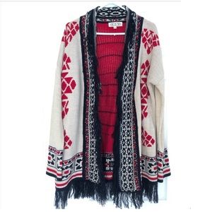 Pink Rose Aztec Tribal Print Cardigan